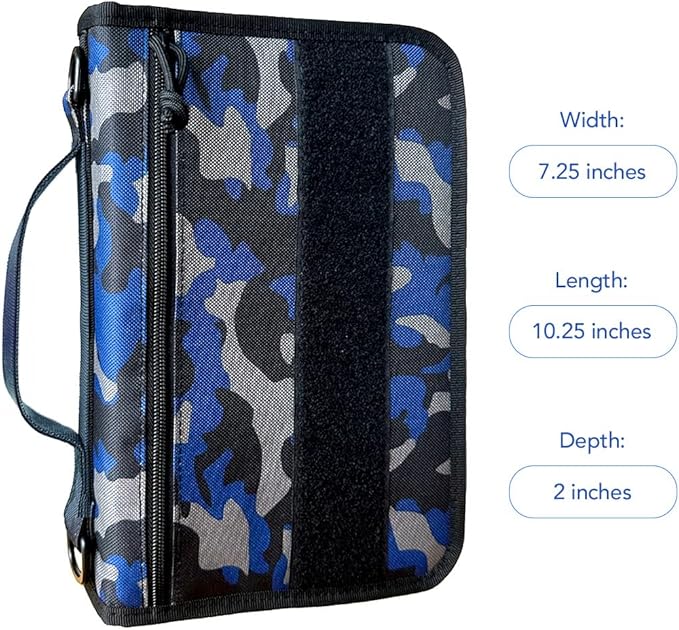 Tactical Bible Case for Men, Bible Cover for Men, Gift for Women, Bible Book Cover, Bible Cover Case with Patches, Great Christian Gift for Friends and Family (Navy)