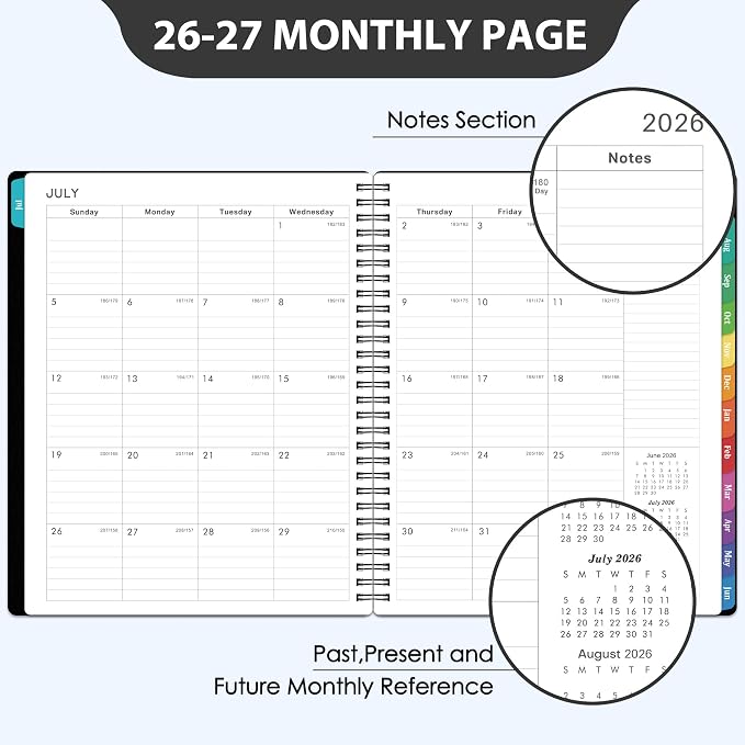 Planner 2026-2027 - 8'' x 10'', JUL 2026 to JUN 2027, 2026-2027 Calendar, Weekly and Monthly, with Monthly Tabs, Yearly Planner 2026-2027, Calendar Planner with Twin-wire Binding, Flexible Cover