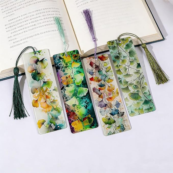 Colorful Art Flower Bookshelf Bookmark - Romantic Artsy Vibe Bookmarks, Perfect Reading Gift for Book Lovers, Bookworms and Friends (Ginkgo Leaf)