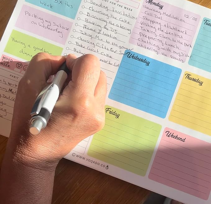 Weekly Planner Pad Tear Off (Magnetic) Full Year Productivity Planner, 50 Undated Sheets for Daily Schedule, To-Do Lists, Habit Tracking, Academic Planning, and Work Agenda (8.5 x 11 Inches, Color)