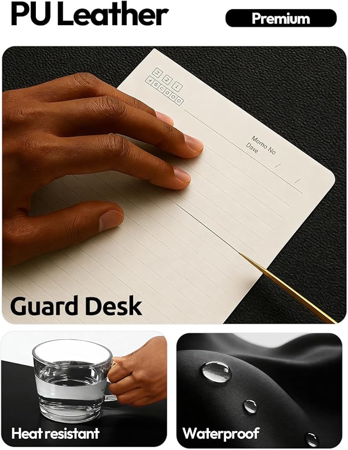 YSAGi Leather Desk Protector, Office Mat, Large Mouse Mat, Non-Slip PU Leather Blotter, Laptop Desk Mat, Waterproof Writing Pad for Office and Home(Black, 63" x 24")