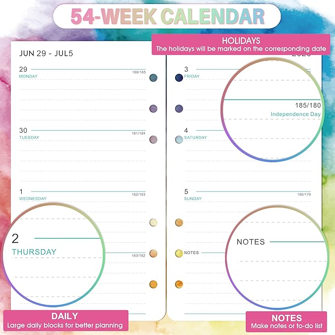 Planner Refills 2026-2027 - Planner Inserts, 2026-2027 Weekly and Monthly Calendar from Jul. 2026 - Jun. 2027, 3.75 x 6.75 inch, 6 Holes