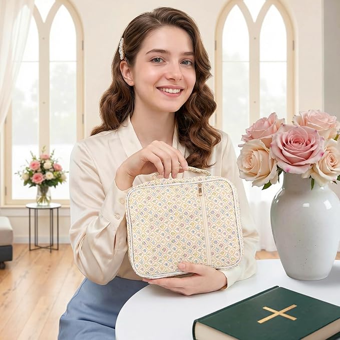BESARME Bible Cover Case for Women, Large Bible Case Bibles Bag Bibles Study Supplies Christian Gifts for Women Girls (French Floral)
