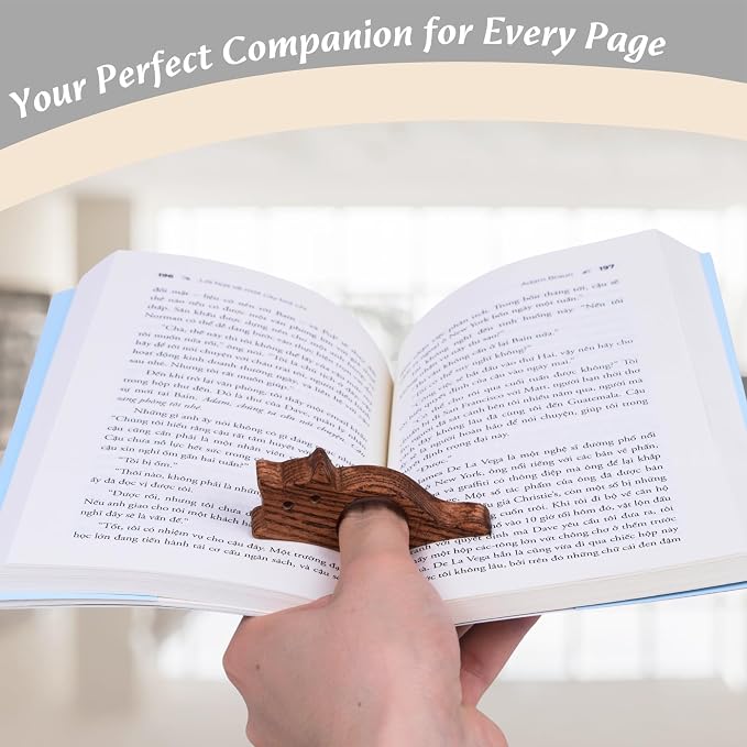 Book Page Holder, Book Lovers Gifts for Women, Smoothly Wood Cat Thumb Book Page Holder for Reading Accessories, Book Club Gift for Readers & Books Stuff