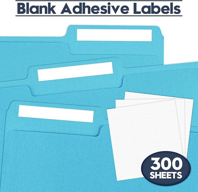 File Folders,Colored File Folders Letter Size 8.5" x 11",150 Pack 1/3 Cut Tab Bulk Durable Paper Folders with Blank Labels,File Folder for Office Business School Home Use,Lake Blue