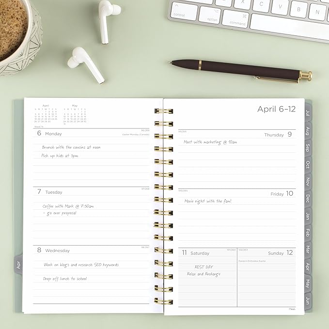 Mead Planner 2026-2027 Weekly & Monthly Academic 15-Month April-June, 5.5" x 8.5", Soft Grass (CAW42093)