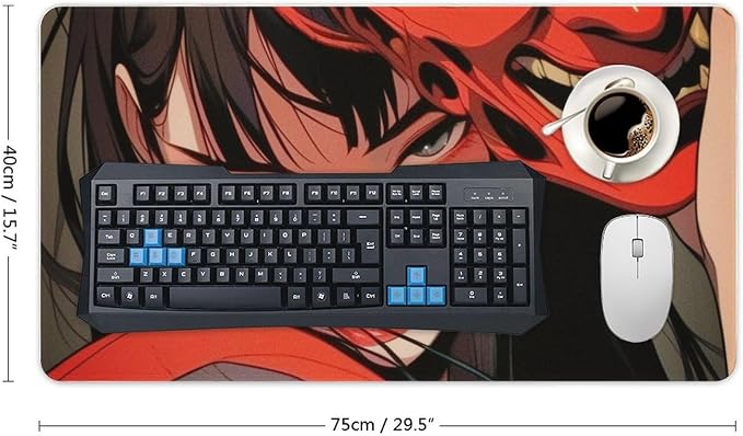 Large Mouse Pad Gaming Japanese Female Samurai Anime Girl Cool Big Computer Desk Mat Desk Pad for Keyboard and Mouse Mat Non-Slip Base 40X75cm, Style