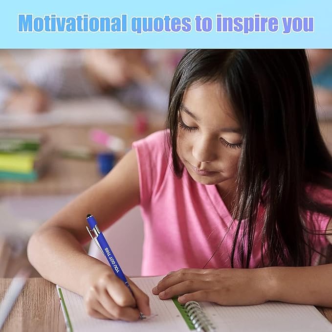 30 Pcs Inspirational Pens - Motivational Ballpoint Pens Bulk with quotes Stylus Tip Gifts for School Coworkers Black Ink