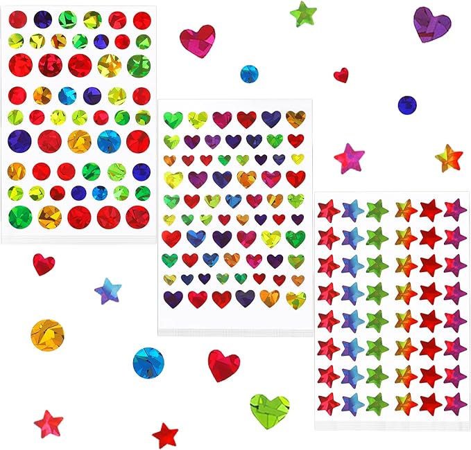 1710 Pcs Star Stickers - Small Stars, Sparkly Holographic Rainbow Round, Glitter Foil Heart Stickers for Kids Reward, Classroom Supplies & DIY Decorations