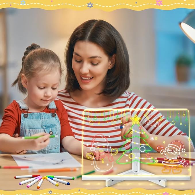 LED Note Board with Colors,Glowing Acrylic Dry Erase Board with Light,Light Up Dry Erase Board with Adjustable Stand with 7 Pens,Lumiboard Led Boards to Write On,Halloween Gifts for Kids (11.8"x7.8")