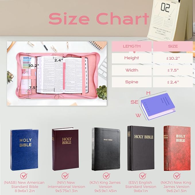 XKDOUS Bible Cover Case for Women, Leather Bible Bags with Study Supplies Journaling Kit, Gold Foiled Carrying Case Large Church Book Holder with Handle, Christian Gifts for Lady