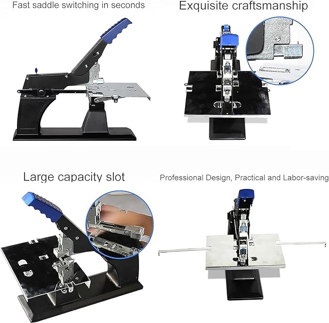 Manual Book Stapler, A3 Booklet Making Machine with Anti-Slip Handle, 60 Sheet Capacity and Adjustable Side Margin