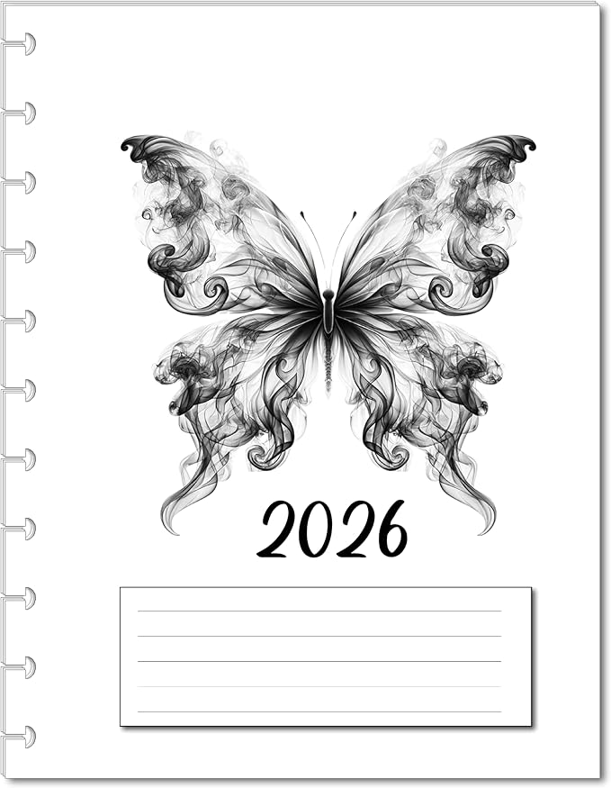 2026 Monthly Planner Calendar Refills for 7,8,9,11 Disc Mini, Classic, Skinny, Junior, Big size Discbound, Happy Planners, Loose-Leaf Inserts, 12 Month (11 Disc Letter, Butterfly)