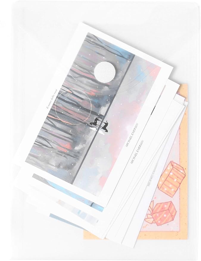 7x9.8'' Clear Plastic Envelopes Hook Loop Closure Receipt Stickers Storage Holder 20 Pack