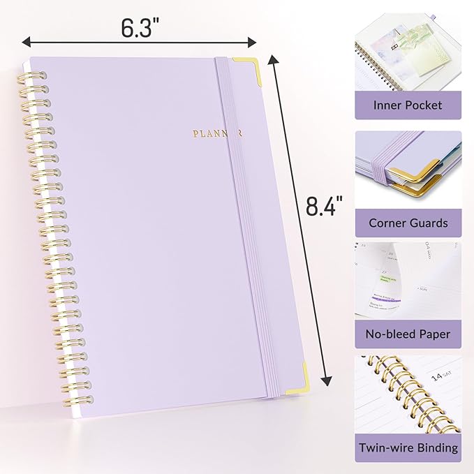 2026 Planner, Forvencer Calendar Planner Weekly and Monthly, Jan 2026-Dec 2026, 6" X 8", Hardcover Agenda Book, Daily Journal Organizer with Inner Pocket, Notebook for Office School, A5, Blue