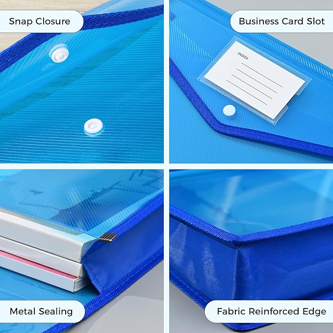 Plastic Expanding File Folder, Folders for Documents, Transparent Envelopes with Elastic Closure, File Folder Organizer Holder, Large Capacity, Fit Letter/A4 Size (Purple-1Pcs)