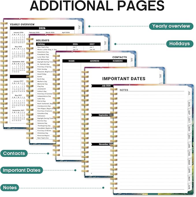 Planner 2026–2027, Weekly & Monthly Academic Organizer for School Year, Jul 2026–Jun 2027, Hardcover Planner with Tabs, Back to School Essential, 8.5" x 11", Mystic Forest