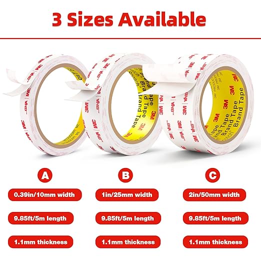 3M Double Sided Tape Heavy Duty2in X 9.85ft, Removable Mounting Tape for Wall, White Sticky Foam Tape, Picture Hanging Strips & Poster Hanger, Waterproof Adhesive Strips, Carpet Tape & Rug Gripper