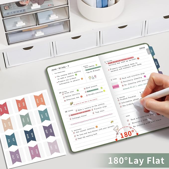 AHGXG Pocket Calendar 2026-2027, July 2026 - June 2027, Academic Planner, Weekly and Monthly, Small Size for Purse, Hardcover, 12-Month Tabs, for Women, School, 3.9"X 6.7" (Sage Green)