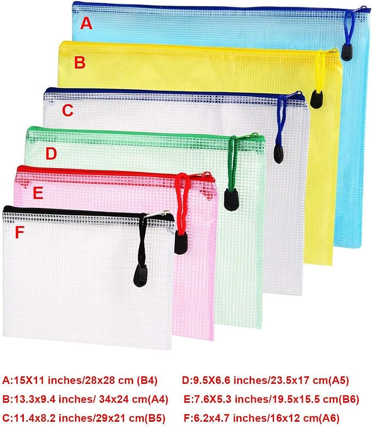 Oaimyy-A4（9"x 13"） Plastic Zipper Pouch Document Folders Bag Zipper-Waterproof Zip File Folders for School Office Supplies, Travel,Puzzles Games Organizing Storage-12 Pcs