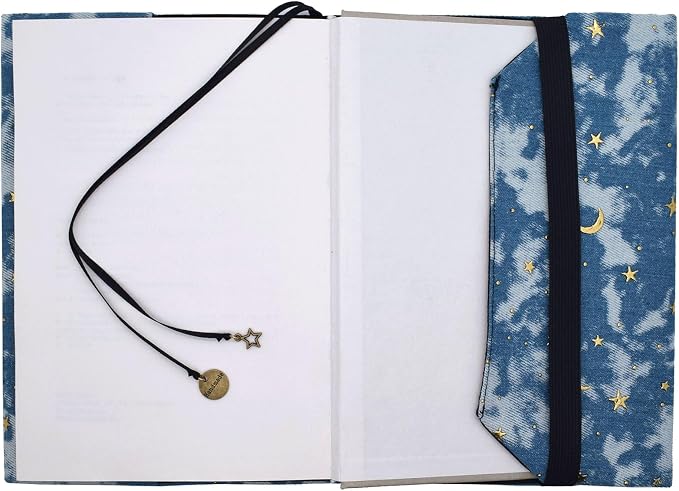 BLBMH 6x9 Bible Book Cover for Women, Non-Stretch Fabric Protector for Paperback, Handmade Soft Cloth Sleeve with Bookmark for Journals Notebooks | Privacy Reading Gift - Denim