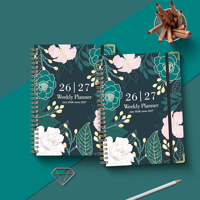 Planner 2026-2027,Agenda 2026 2027, July 2026 to June 2027 Monthly Weekly Calendar Planner with Month Tabs, 6.1" x 8.5" Hardcover Spiral Bound Cover for Daytimer Schedule Work School(B01)