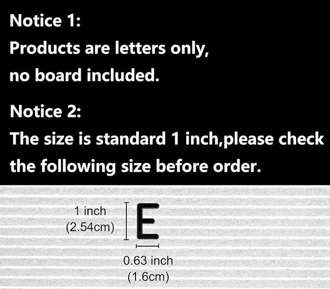 Pre-cut 378pcs Standard 1inch Black Letters Only (No Board Included)