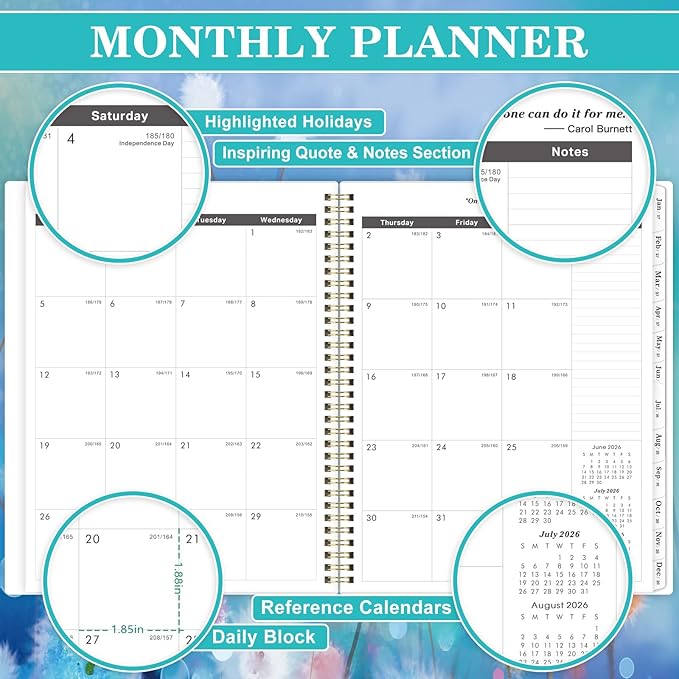 Monthly Planner/Calendar 2026-2031 - 5 Year Monthly Planner 2026-2031 from Jul 2026 - Jun 2031, 9" x 11", 2026-2031 Calendar Planner with Marked Tabs