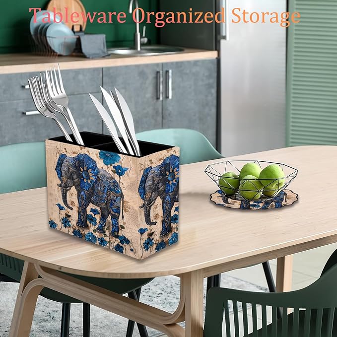 Pen Holder and Anti-Slip Mouse Pad Combination, Makeup Brush Storage Box, Tableware Storage Box, Suitable for Office and Home - Blue Spotted Weevil