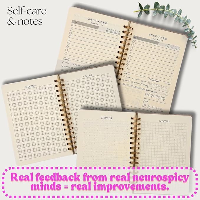 Neurodivergent ADHD Planner for Adults - Undated 90 Day Focus & Inspiration System | Daily Mental Health Planner with Medication Tracker & Brain Dump Tools | Premium Linen Cover