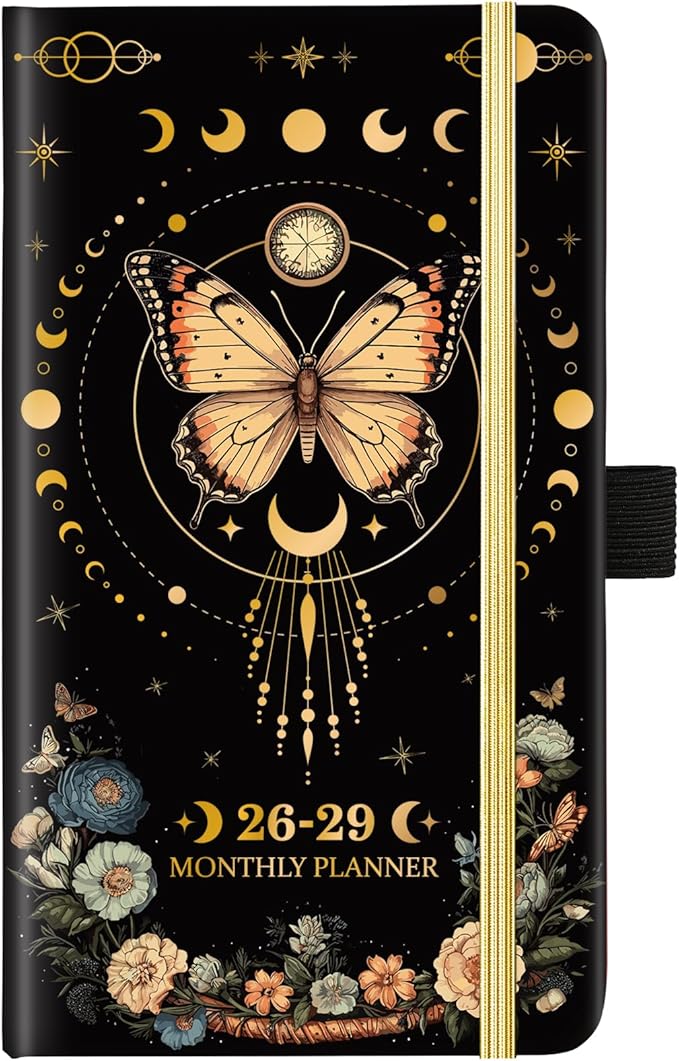 2026-2029 Pocket Planner/Calendar - 3 Year Monthly Planner 2026-2029, July 2026 - June 2029(36 Months), 6.3" x 3.8", Monthly Calendar with Inner Pocket and 61 Notes Pages - Butterfly