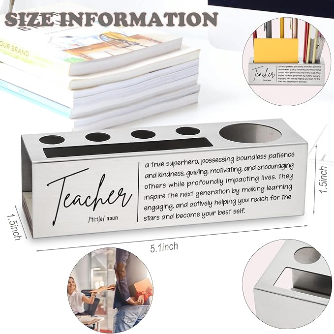 Teacher Desk Pencil Holder Inspirational Gift for Teachers Motivational Office Decor for Educators Unique Pen and Pencil Organizer for Classroom EDP86
