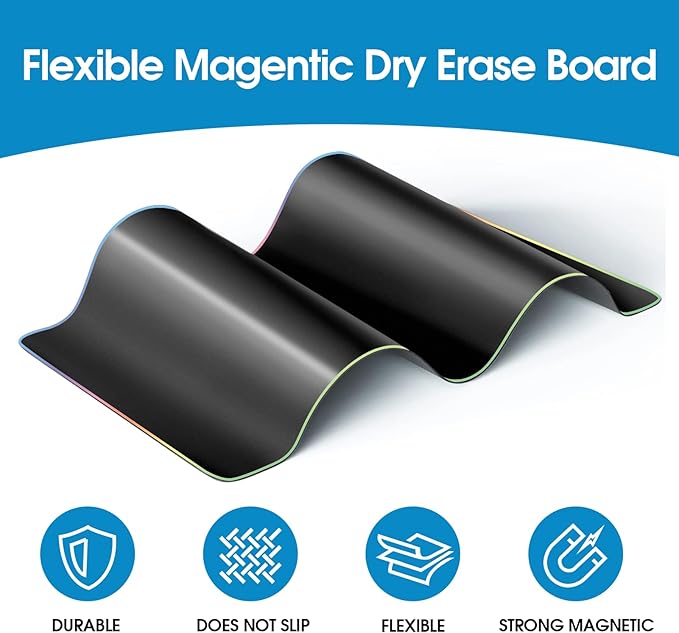 MaxGear 5 Pack Black Magnetic Dry Erase Board for Fridge, 12 x 8 Inch Whiteboard for Refrigerator, Magnetic Writing Board, Includes 5 Liquid Chalk Markers, 5 Magnets, 1 Eraser and 1 Cleaning Cloth
