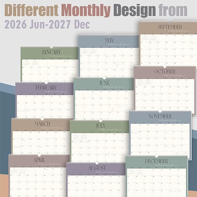 GuassLee Desk Calendar 2026-2027, 19-Month Hanging Desk/Wall Calendar From 2026 Jun-2027 Dec., 14" X 11" Monthly Planner With Thick Paper Spiral Bound For Office Home School Organizing & Planning