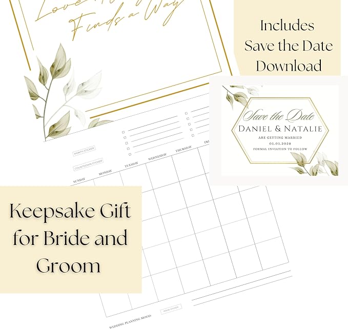 “I Do” Wedding Planning Calendar – 18 Month Undated Wedding Planner Alternative, Bridal Organizer with Stickers & Checklists, Engagement Gift for Bride, Wedding Countdown Calendar