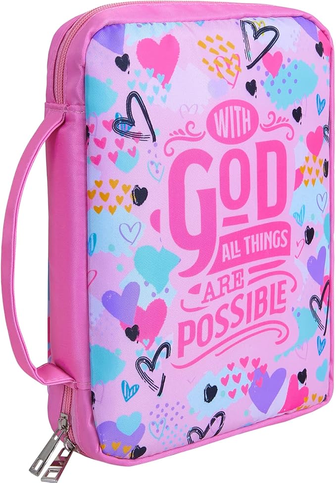 ICOSY Bible Cover Case for Women Girls Kids Bible Bag Case with Handle Kids Girls Bible Study Accessories Supplies