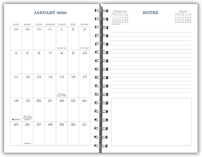 Illustrated National Parks 2026 Weekly & Monthly Planner, 12-Month Engagement Calendar with Vintage Travel Poster Art, Scenic National Park Illustrations, 2026, 6" x 9"