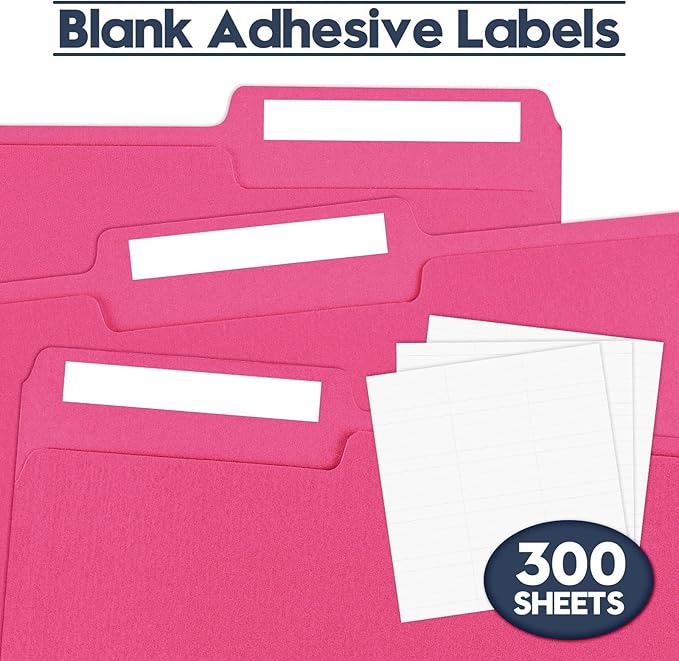 File Folders,Colored File Folders Letter Size,8.5" x 11",150 Pack 1/3 Cut Tab Durable Paper Bulk Folders with Blank Labels,File Folders for Office Business Home School Use,Bright Red