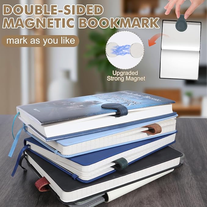 Magnetic Bookmarks for Women Men - 4 PCS Double-Sided Magnetic Book Marks for Reading Women Gift, Multi Functional Leather Book Markers for Book Lovers, Teachers, Students, Book Accessories