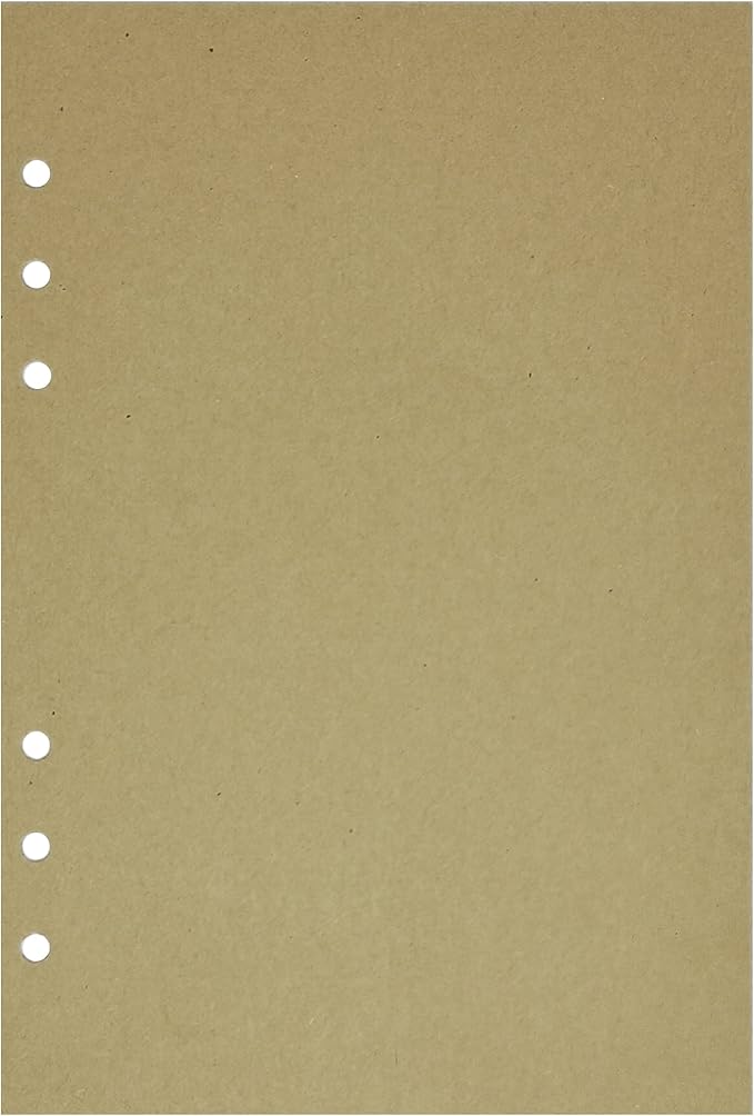Zelten 1 Pack A5 45 Sheets/90 Pages Kraft Loose Leaf Punched Paper Refills Paper for 6 Hole Binder Personal Organizer Diary Notebook Refillable Planner