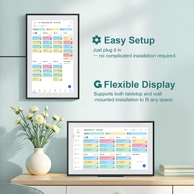 Canupdog 15.6 Inch Digital Calendar Wall Planner 2026-2027 – HD Touchscreen Smart Photo Display for Family Schedules, 32GB Electronic Calendar Chore Chart + To-do List, Gifts for Women Mom