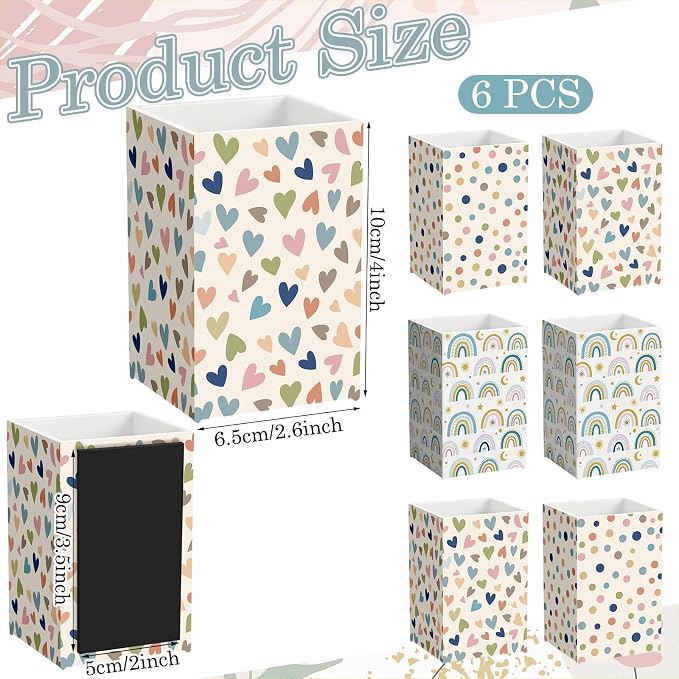 6 Pcs Boho Classroom Decor Classroom Magnetic Storage Boxes Magnetic Storage Containers Plastics Pen Holder for Refrigerator Whiteboard Home Office School Organizer Supply