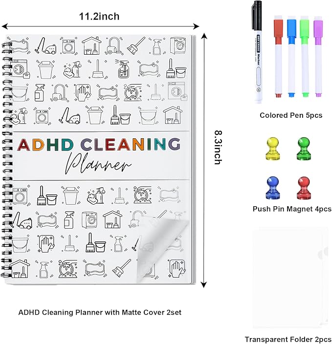 2 Pack Cleaning Planner, Cleaning Schedule and Checklist Organizer, Daily Weekly Monthly Household Cleaning Planner, Chore Chart Notebook for Home, Family Cleaning Tasks, DIY Home Improvement, Editable Template