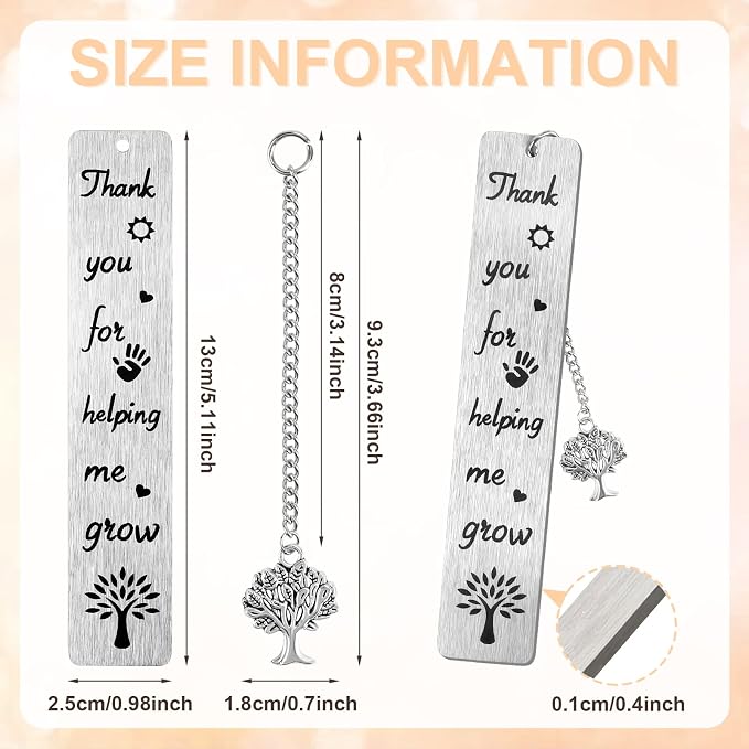 5 Pieces Teacher Bookmark Metal Teachers Appreciation Bookmark,Teacher Appreciation Gift for Women Kindergarten Preschool Teacher Thank You Gifts from Students (Silver)