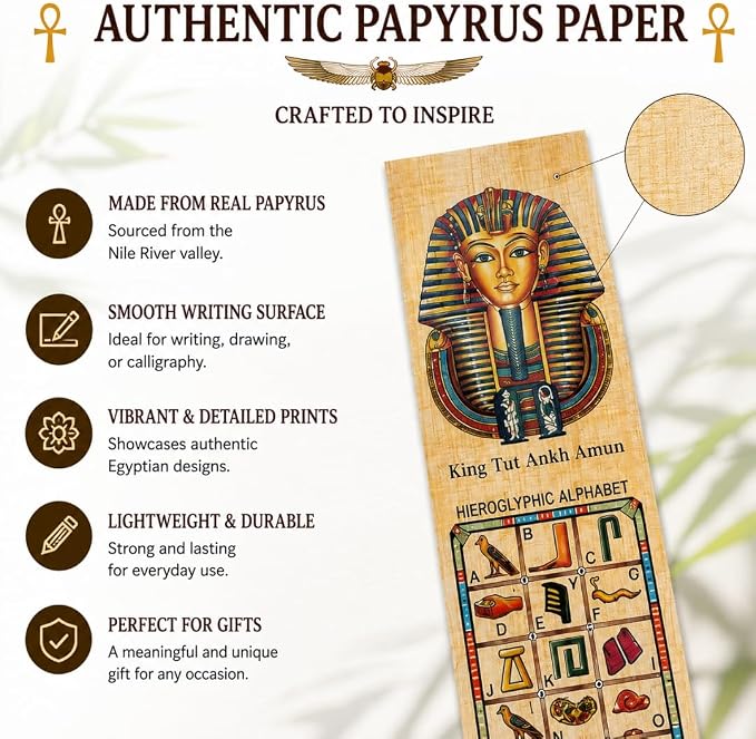 Egyptian Papyrus Paper Set of 10 Bookmarks Book Marks History Educational Set.