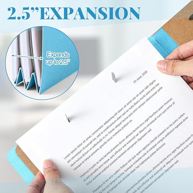 AmazingSpark 24 Pcs Legal Size Classification Folders 2 Divider, Bulk Pressboard File Folder with Expansion 2 Prongs Fastener Heavy Duty Office File Organizer for School Hospitals Home(Light Blue)