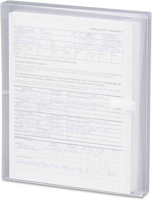 Smead Poly Envelope, 1-1/4" Expansion, Hook-and-Loop Closure, Side Load, Letter Size, Clear, 5 per Pack (89661)