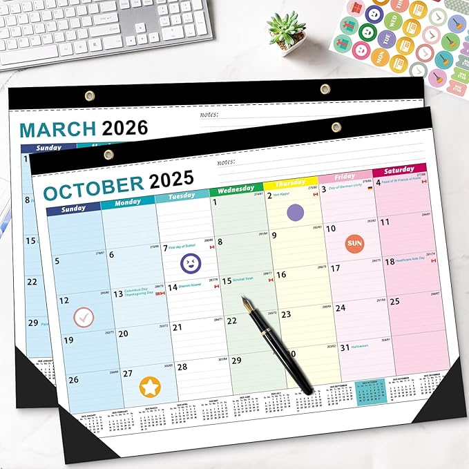 Desk Calendar 2026 Large 22" x17", AgePlace Wall Calendar 2025-2026 Covers July 2025 - December 2026, Office Supplies Desktop Monthly Calendar for Home Classroom School & Office Or teacher Gifts