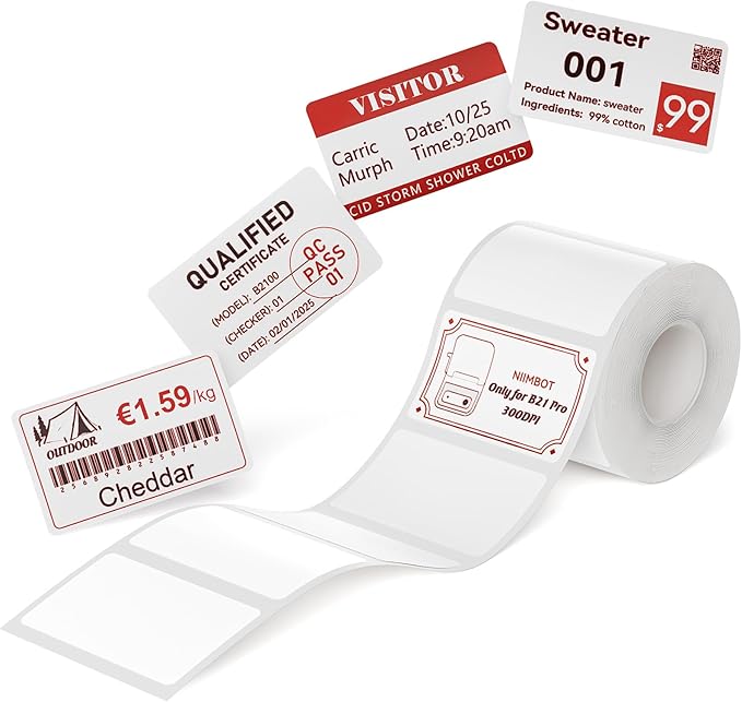 NIIMBOT Red&Black Labels, Refill Sticker Papers Compatible with Pro Series Label Makers, Dual Color Printing Stickers Good Idea for Schools,Business,Price Tags,Baking(2''x1.18''/50x30mm)