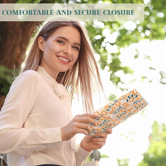 4 Pcs Floral Book Sleeve with Zipper Daisy Flower Fabric Cute Washable Book Protector for Women Reader Bookish Gifts Accessories, 11.8 x 8.7 Inch